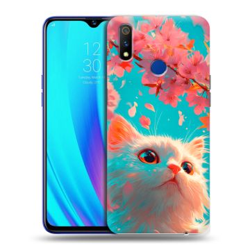 Силиконовый чехол на Realme 3 Pro с принтом Красивый кот