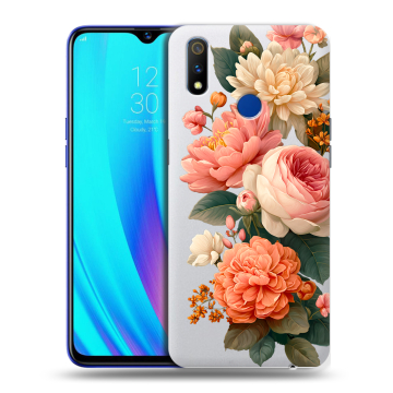 Силиконовый чехол на Realme 3 Pro с принтом цветы