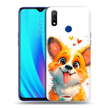 Силиконовый чехол на Realme 3 Pro с принтом корги Силиконовый чехол на Realme 3 Pro с принтом корги