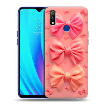 Силиконовый чехол на Realme 3 Pro с принтом Розовые бантики Силиконовый чехол на Realme 3 Pro с принтом Розовые бантики