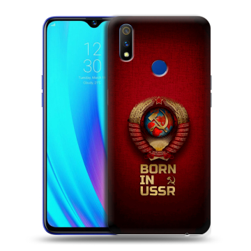 Силиконовый чехол на Realme 3 Pro с принтом Флаг Герб СССР