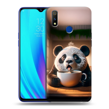 Силиконовый чехол на Realme 3 Pro с принтом смешная панда Силиконовый чехол на Realme 3 Pro с принтом смешная панда