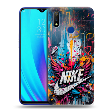 Силиконовый чехол на Realme 3 Pro с принтом Nike Найк