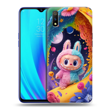 Силиконовый чехол на Realme 3 Pro с принтом Labubu Лабубу