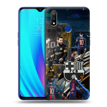 Силиконовый чехол на Realme 3 Pro с принтом Messi Barcelona Силиконовый чехол на Realme 3 Pro с принтом Messi Barcelona