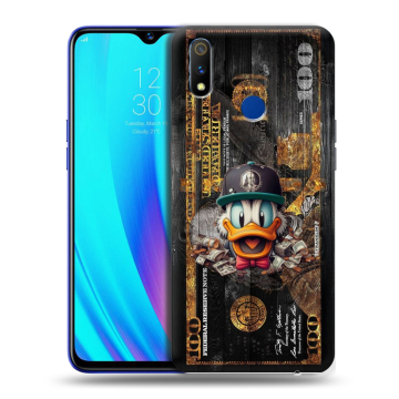 Силиконовый чехол на Realme 3 Pro с принтом Дональд Дак Доллар