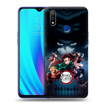 Силиконовый чехол на Realme 3 Pro с принтом Demon Slayer Клинок рассекающий демонов
