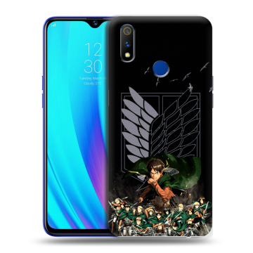 Силиконовый чехол на Realme 3 Pro с принтом Атака титанов