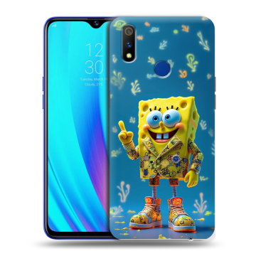 Силиконовый чехол на Realme 3 Pro с принтом Спанч боб Спанчбоб Силиконовый чехол на Realme 3 Pro с принтом Спанч боб Спанчбоб