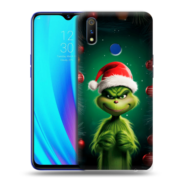 Силиконовый чехол на Realme 3 Pro с принтом Гринч Новый год Рождество