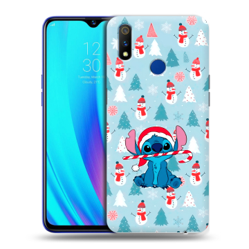 Силиконовый чехол на Realme 3 Pro с принтом Стич Новый год