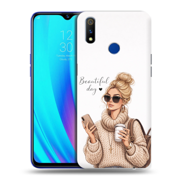 Силиконовый чехол на Realme 3 Pro с принтом женский