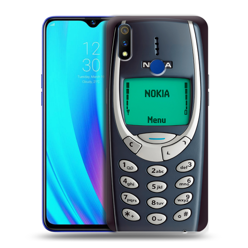Силиконовый чехол на Realme 3 Pro с принтом Старый телефон Силиконовый чехол на Realme 3 Pro с принтом Старый телефон