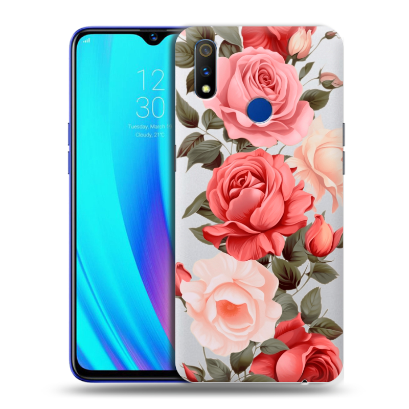 Силиконовый чехол на Realme 3 Pro с принтом Розы Силиконовый чехол на Realme 3 Pro с принтом Розы