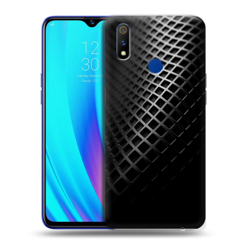 Силиконовый противоударный чехол на Realme 3 Pro с принтом Текстура металла Силиконовый противоударный чехол на Realme 3 Pro с принтом Текстура металла