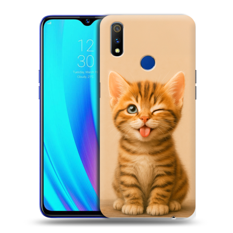 Силиконовый чехол на Realme 3 Pro с принтом котенок Силиконовый чехол на Realme 3 Pro с принтом котенок