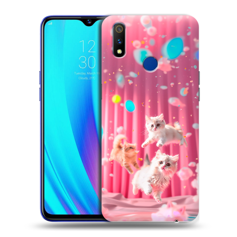 Силиконовый чехол на Realme 3 Pro с принтом милые котики Силиконовый чехол на Realme 3 Pro с принтом милые котики