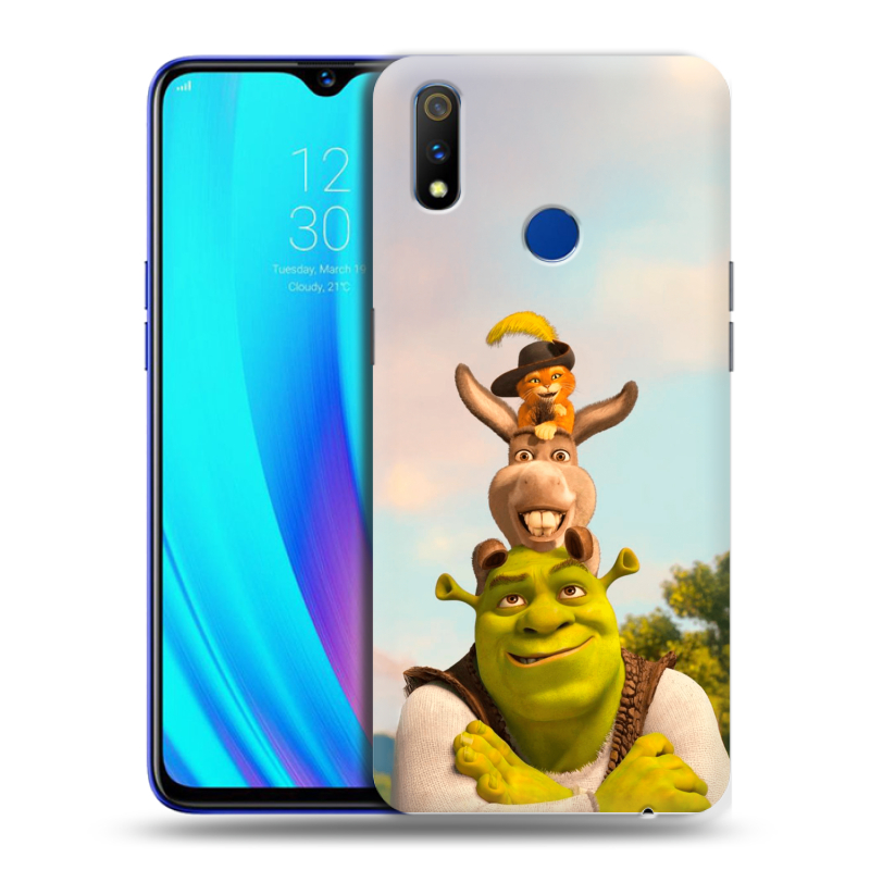 Силиконовый противоударный чехол на Realme 3 Pro с принтом Шрек Shrek Силиконовый противоударный чехол на Realme 3 Pro с принтом Шрек Shrek