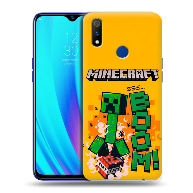 Силиконовый чехол на Realme 3 Pro с принтом Майнкрафт Minecraft Силиконовый чехол на Realme 3 Pro с принтом Майнкрафт Minecraft