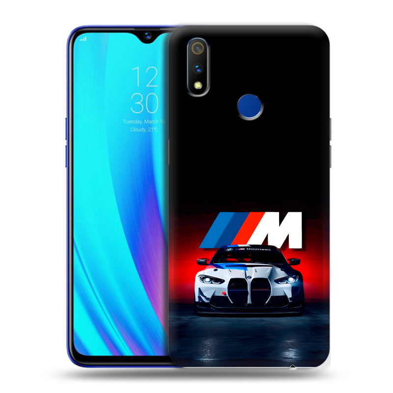 Силиконовый противоударный чехол на Realme 3 Pro с принтом БМВ BMW Силиконовый противоударный чехол на Realme 3 Pro с принтом БМВ BMW