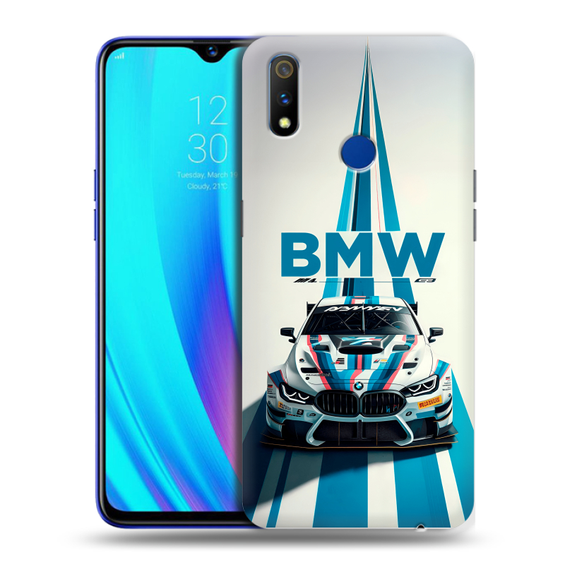 Силиконовый противоударный чехол на Realme 3 Pro с принтом БМВ BMW Силиконовый противоударный чехол на Realme 3 Pro с принтом БМВ BMW
