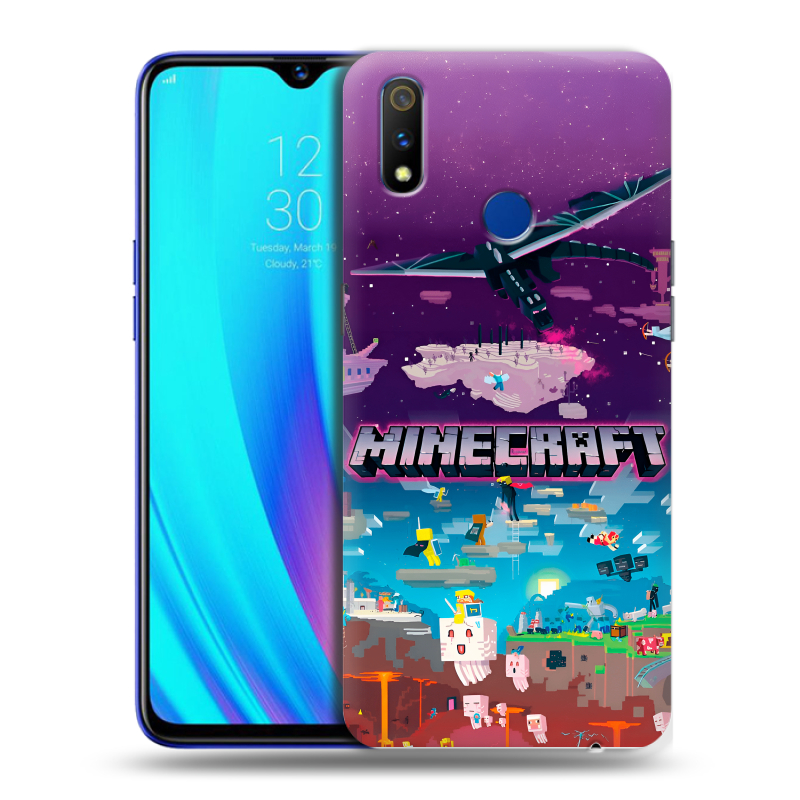 Силиконовый чехол на Realme 3 Pro с принтом Майнкрафт Minecraft Силиконовый чехол на Realme 3 Pro с принтом Майнкрафт Minecraft