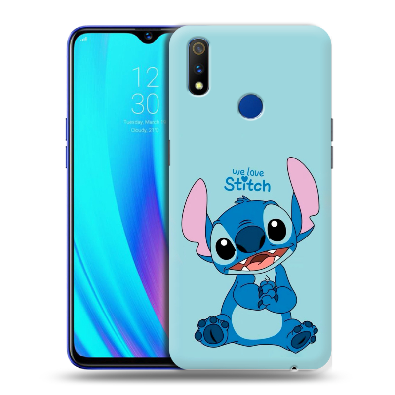Силиконовый противоударный чехол на Realme 3 Pro с принтом Лило и Стич Силиконовый противоударный чехол на Realme 3 Pro с принтом Лило и Стич