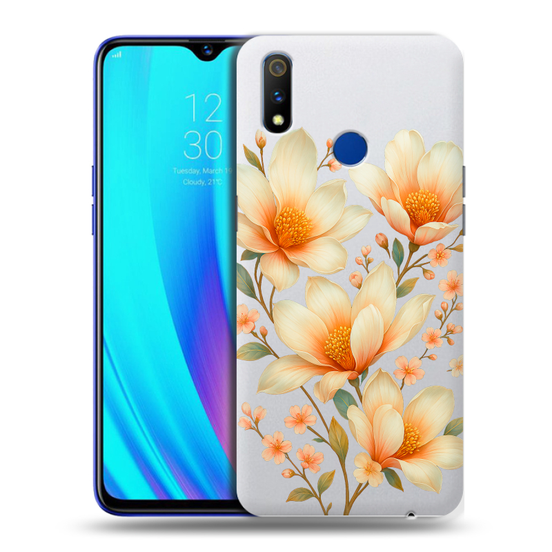 Силиконовый чехол на Realme 3 Pro с принтом Цветы Силиконовый чехол на Realme 3 Pro с принтом Цветы