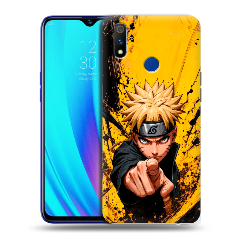 Силиконовый противоударный чехол на Realme 3 Pro с принтом Naruto Наруто Силиконовый противоударный чехол на Realme 3 Pro с принтом Naruto Наруто