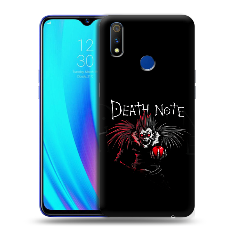 Силиконовый противоударный чехол на Realme 3 Pro с принтом Death note Тетрадь смерти Силиконовый противоударный чехол на Realme 3 Pro с принтом Death note Тетрадь смерти