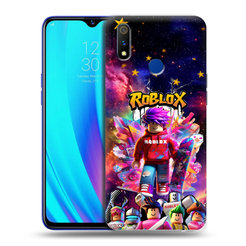 Силиконовый чехол на Realme 3 Pro с принтом Roblox Роблокс Силиконовый чехол на Realme 3 Pro с принтом Roblox Роблокс