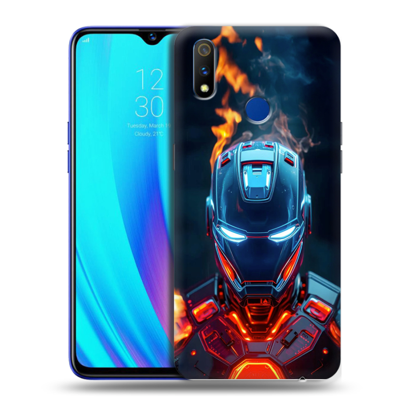 Силиконовый противоударный чехол на Realme 3 Pro с принтом IronMan Железный человек Силиконовый противоударный чехол на Realme 3 Pro с принтом IronMan Железный человек