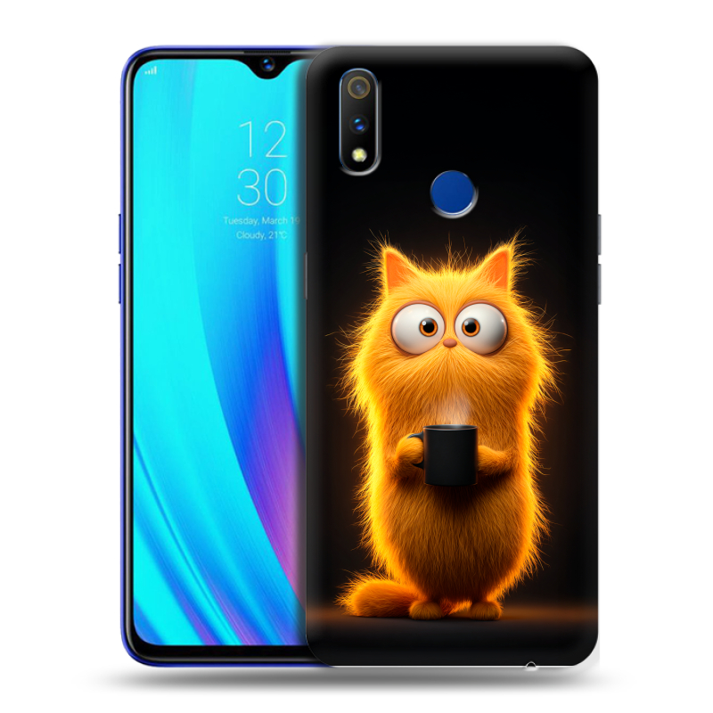 Силиконовый чехол на Realme 3 Pro с принтом Смешной кот Силиконовый чехол на Realme 3 Pro с принтом Смешной кот