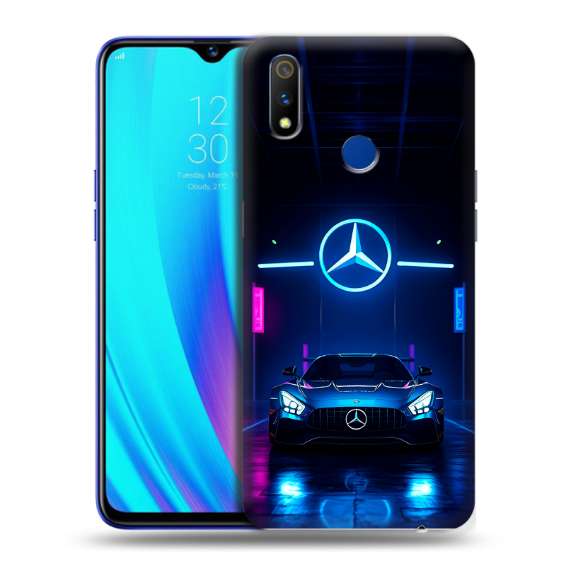 Силиконовый противоударный чехол на Realme 3 Pro с принтом Mercedes Мерседес Силиконовый противоударный чехол на Realme 3 Pro с принтом Mercedes Мерседес