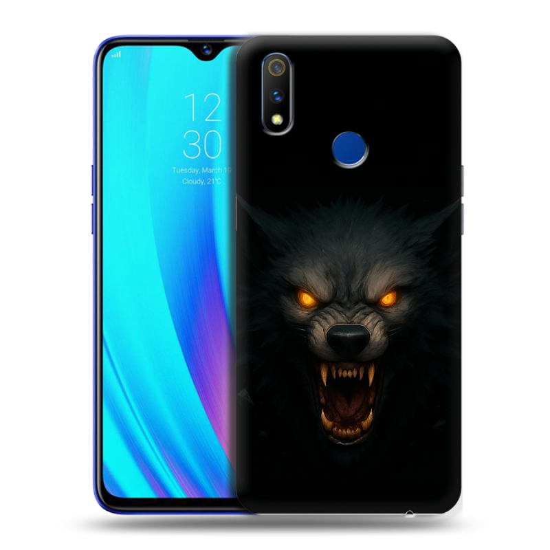 Силиконовый чехол на Realme 3 Pro с принтом Волк Силиконовый чехол на Realme 3 Pro с принтом Волк