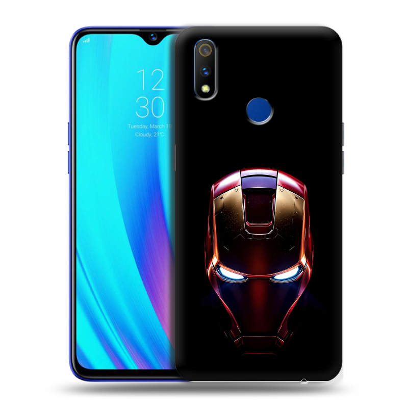 Силиконовый противоударный чехол на Realme 3 Pro с принтом IronMan Железный человек Силиконовый противоударный чехол на Realme 3 Pro с принтом IronMan Железный человек