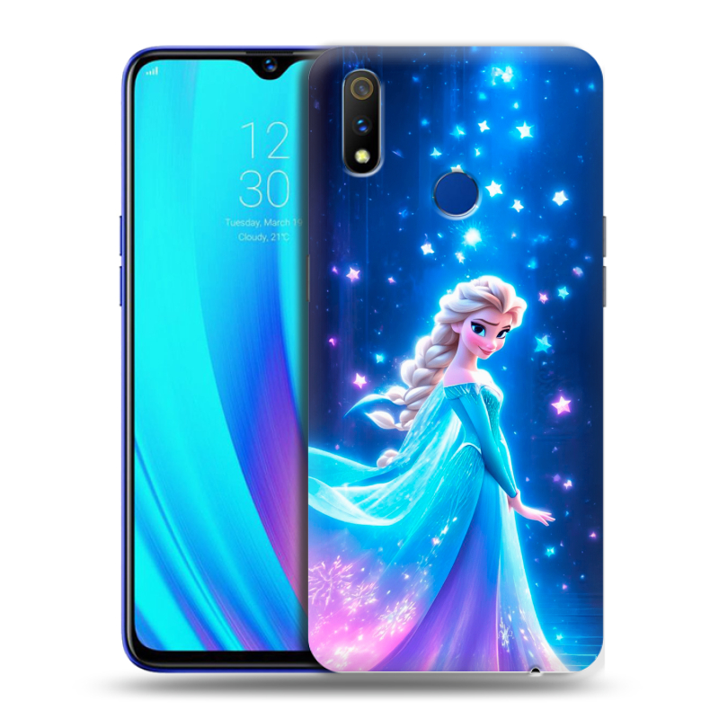 Силиконовый противоударный чехол на Realme 3 Pro с принтом Холодное сердце Frozen Силиконовый противоударный чехол на Realme 3 Pro с принтом Холодное сердце Frozen