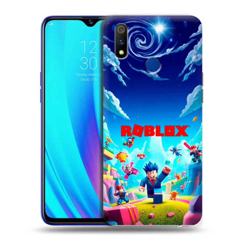 Силиконовый противоударный чехол на Realme 3 Pro с принтом Roblox Роблокс Силиконовый противоударный чехол на Realme 3 Pro с принтом Roblox Роблокс