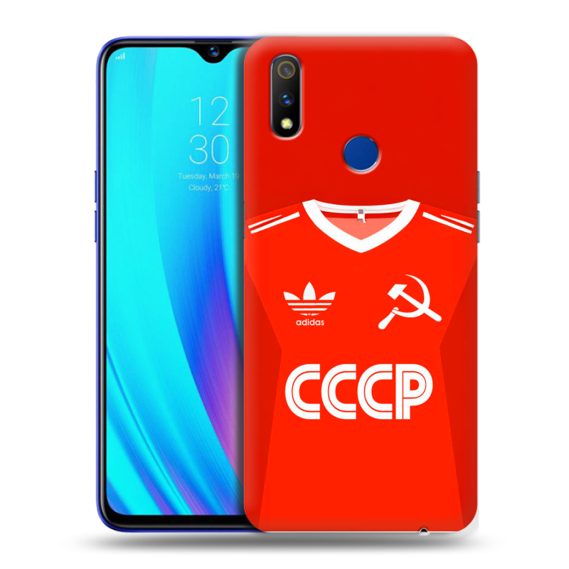 Силиконовый чехол на Realme 3 Pro с принтом Флаг Герб СССР Силиконовый чехол на Realme 3 Pro с принтом Флаг Герб СССР