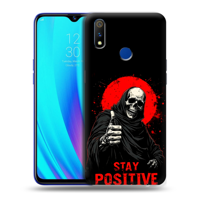 Силиконовый чехол на Realme 3 Pro с принтом смешной скелет Силиконовый чехол на Realme 3 Pro с принтом смешной скелет