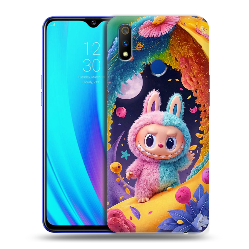 Силиконовый чехол на Realme 3 Pro с принтом Labubu Лабубу Силиконовый чехол на Realme 3 Pro с принтом Labubu Лабубу