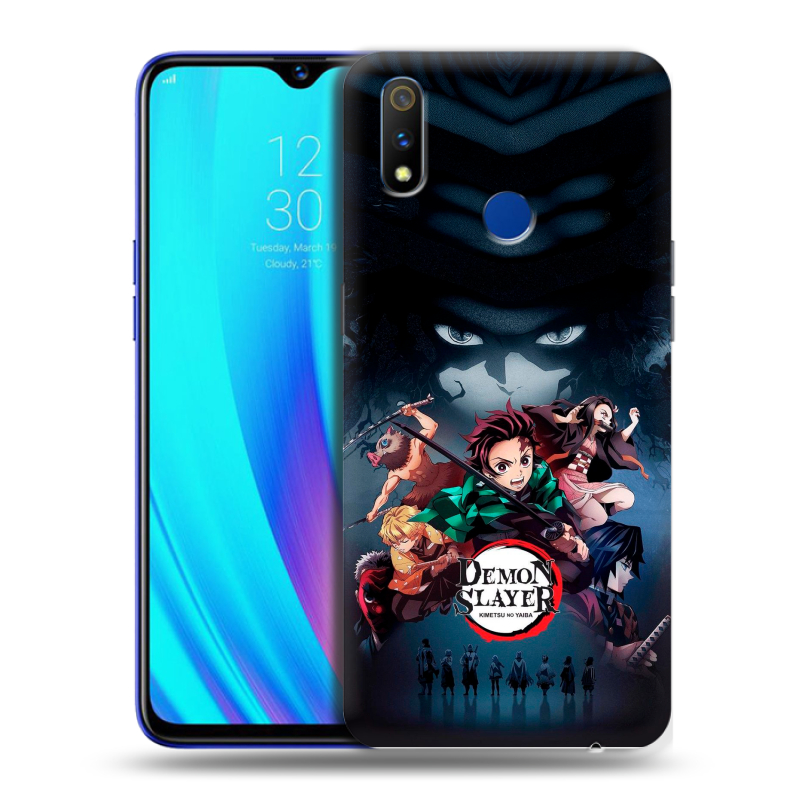 Силиконовый противоударный чехол на Realme 3 Pro с принтом Demon Slayer Клинок рассекающий демонов Силиконовый противоударный чехол на Realme 3 Pro с принтом Demon Slayer Клинок рассекающий демонов