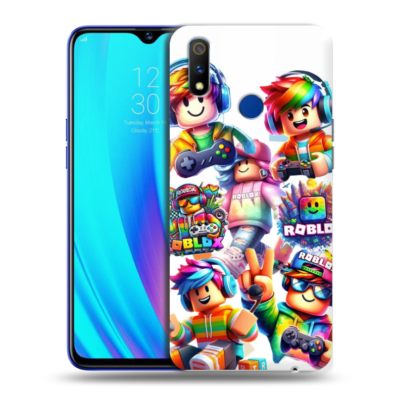 Силиконовый чехол на Realme 3 Pro с принтом Roblox Роблокс Силиконовый чехол на Realme 3 Pro с принтом Roblox Роблокс