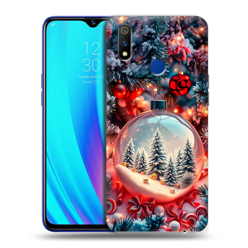 Силиконовый чехол на Realme 3 Pro с принтом Новый год Силиконовый чехол на Realme 3 Pro с принтом Новый год