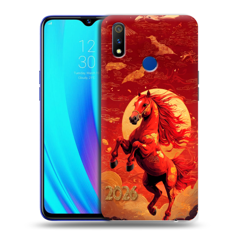 Силиконовый чехол на Realme 3 Pro с принтом Новый год Силиконовый чехол на Realme 3 Pro с принтом Новый год