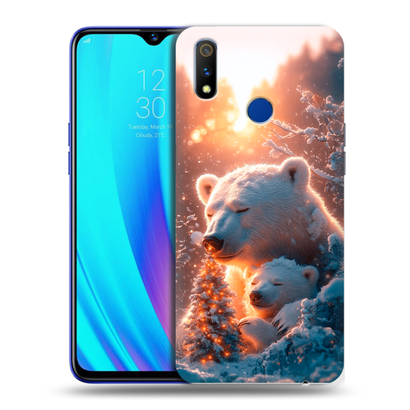 Силиконовый чехол на Realme 3 Pro с принтом Новый год Силиконовый чехол на Realme 3 Pro с принтом Новый год