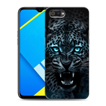 Силиконовый противоударный чехол на Realme C2 с принтом Темный леопард