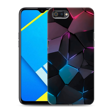 Силиконовый противоударный чехол на Realme C2 с принтом Геометрия неона Силиконовый противоударный чехол на Realme C2 с принтом Геометрия неона