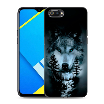 Силиконовый противоударный чехол на Realme C2 с принтом Лесной волк Силиконовый противоударный чехол на Realme C2 с принтом Лесной волк