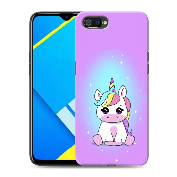 Силиконовый противоударный чехол на Realme C2 с принтом Единорог Силиконовый противоударный чехол на Realme C2 с принтом Единорог